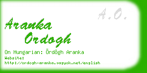 aranka ordogh business card