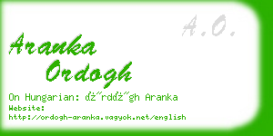 aranka ordogh business card